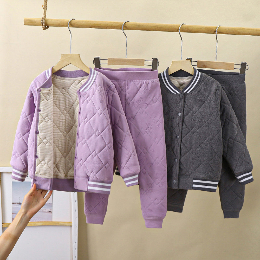 Kids school uniform handy gadgetfall and winternew arrival three-layer quilted cotton boys' cotton coat fleece-linedthickened inner layer girl's cotton jacket type a