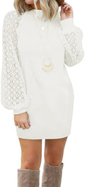 foreign trade   european and american new women's patchwork lace long sleeve knit dress