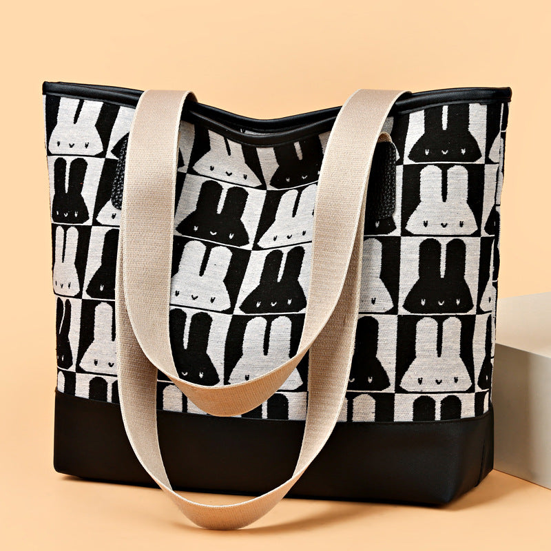 Women's bag 2024 new shoulder bag large capacity handbag fashionable versatile canvas bag commuter tote bag