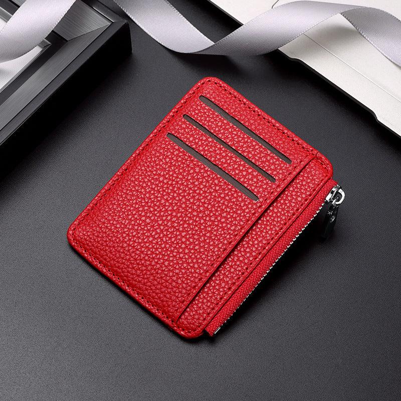 New pu leather card bag wholesale girls small ultra-thin ID card holder zipper short change bag women's explosion