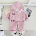 new trendy kids' fashionable baby spring/autumn letter & heart hooded long sleeve two-piece set - girls' spring outfit