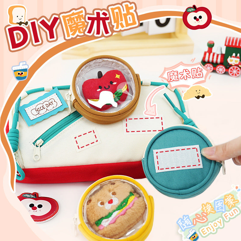 2025 Pain bag pencil bag New girls niche cute high-value burger Large capacity stationery box DIY stationery bag