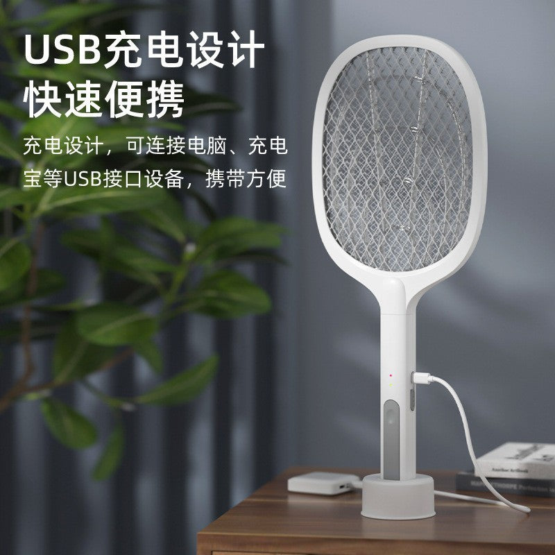 household electric mosquito swatter rechargeable automatic mosquito trap and mosquito swatter electric shock mosquito killer lamp two-in-one camping style fly swatter