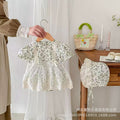 Newborn baby summer romper dress - baby girl short sleeve lace outfit - 100-day celebration dress - princess style outerwear - crawling suit - trendy