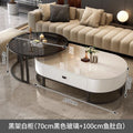 Italian light luxury oval glass coffee table living room home tea table high-end marble combination coffee table set