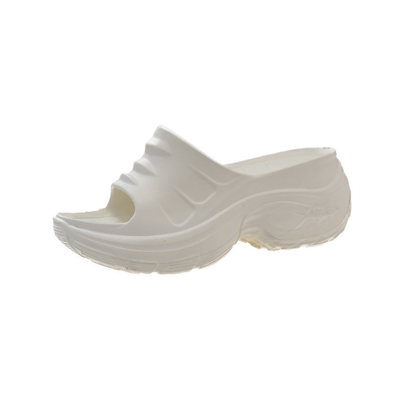 2025 new eva platform slides - 8cm fashionable casual versatile solid color high heel slides - summer outdoor sandals