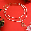 Christmas necklace wholesale fashion three-dimensional metallic candy christmas tree pendant women's high-end rice beads clavicle chain