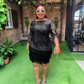 new european and american fashion women's sequin dress african  tassel bodycon skirt plus size