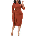 C8516export women's clothing new style pleated strap pure color hip-covering professional ol elegant large size european and american dress
