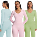 new autumn/winter long-sleeve yoga set - slimming, figure-hugging, tight-fit activewear for fitness, outdoor running, and casual workout