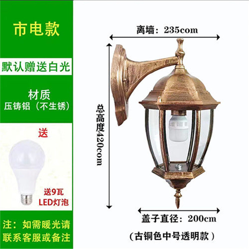 Outdoor wall light waterproof antique courtyard lamp european style outdoor villa pillar wall lamp luxury hexagonal wall sconce - hardwired