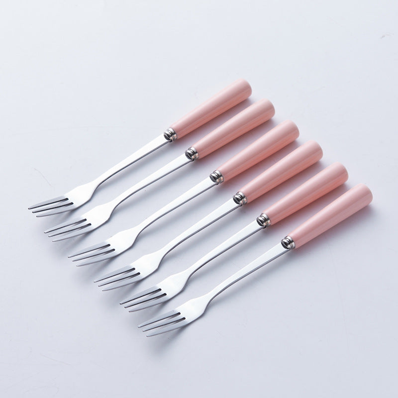 Stainless steel fruit fork set with premium ceramic storage jar, fruit picks, home watermelon forks, and stylish spoons