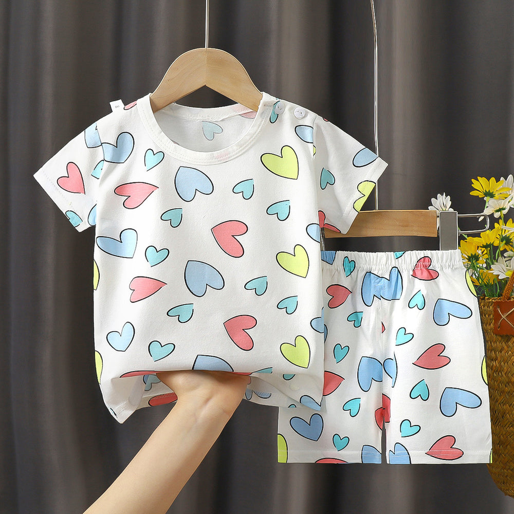 Kids' short-sleeve and shorts set - toddler & children's summer pure cotton underwear - boys' & girls' crew neck t-shirt