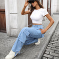cross-border fashion: new loose-fit drawstring design denim cargo pants for women - perfect for , european & american export, casual & activewear