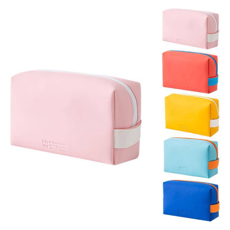 Popular Color PU Cosmetic Bag Portable ins Wind Cute Hand Wash Bag Waterproof Travel Cosmetics Storage Bag