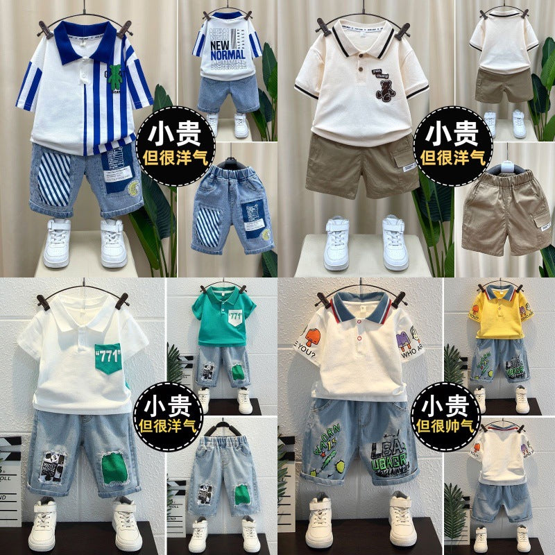Boys' summer outfit set: stylish  new arrival - korean fashion, trendy short-sleeve, perfect for boys
