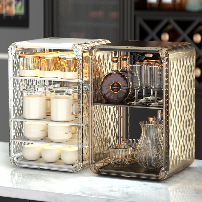 Water cup storage cabinet dust cup holder tea set tea cup holder mug desktop storage rack large capacity coffee cup storage