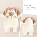 Baby pure cottonfleece-linedthickenedautumn winter onesie for going out and holding clothes for toddlers, cute super cute khakifashion crawling clothes