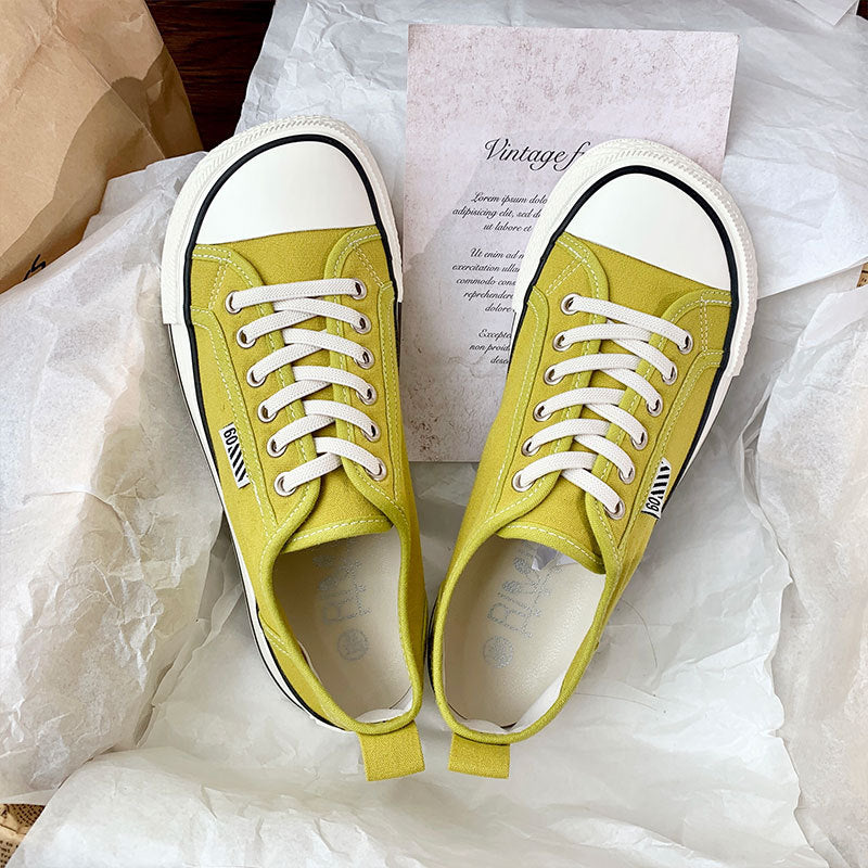 2026 spring new arrival simple canvas shoes for female students k-styleeasiest for match one-legged ugly thick-soled sneakers big toe women's shoes