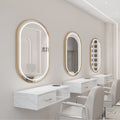 Influencer-approved barber shop mirror table, salon wall-mounted minimalist hairdressing mirror, touch-control led hairdressing mirror