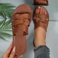 Summernew arrival round toe open toe cut outplaidcasualflats slippers sandals casualfashionoutwear beach women's shoes