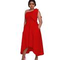 D3058m european and american women's clothing cross-border   one-shoulder big swing asymmetrical fashion dress cross-border dress