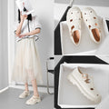 Roman sandals women's 2023 summer flats thick sole british style woven women's shoes toe cap cut out pig cage shoes low heel