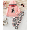 Autumn cross-border kids' hoodie two-piece set: casual bear plaid pants & hooded sweatshirt - girls' pullover style