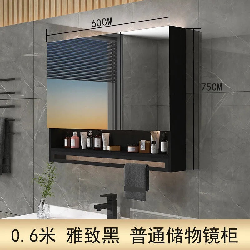 [Low price] Smart solid wood bathroom mirror cabinet, toilet mirror, separate wall-mounted bathroom with lamp storage mirror box