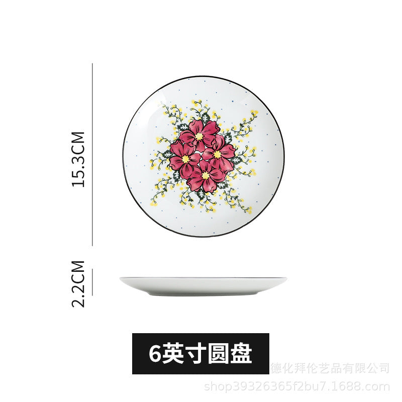 Wholesale nordic creative ceramic dessert plate round multi-tiered skewer plate fruit plate household personalized decal plate