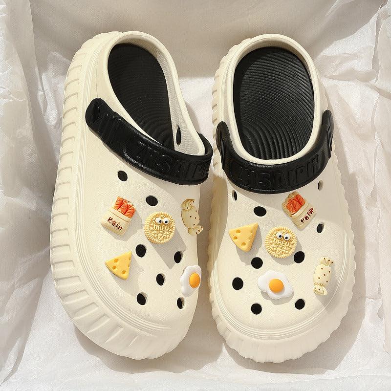 Crocs women's summer outwear 2024best selling thick sole heightening beach non-slip toe cap sandals women's new arrival