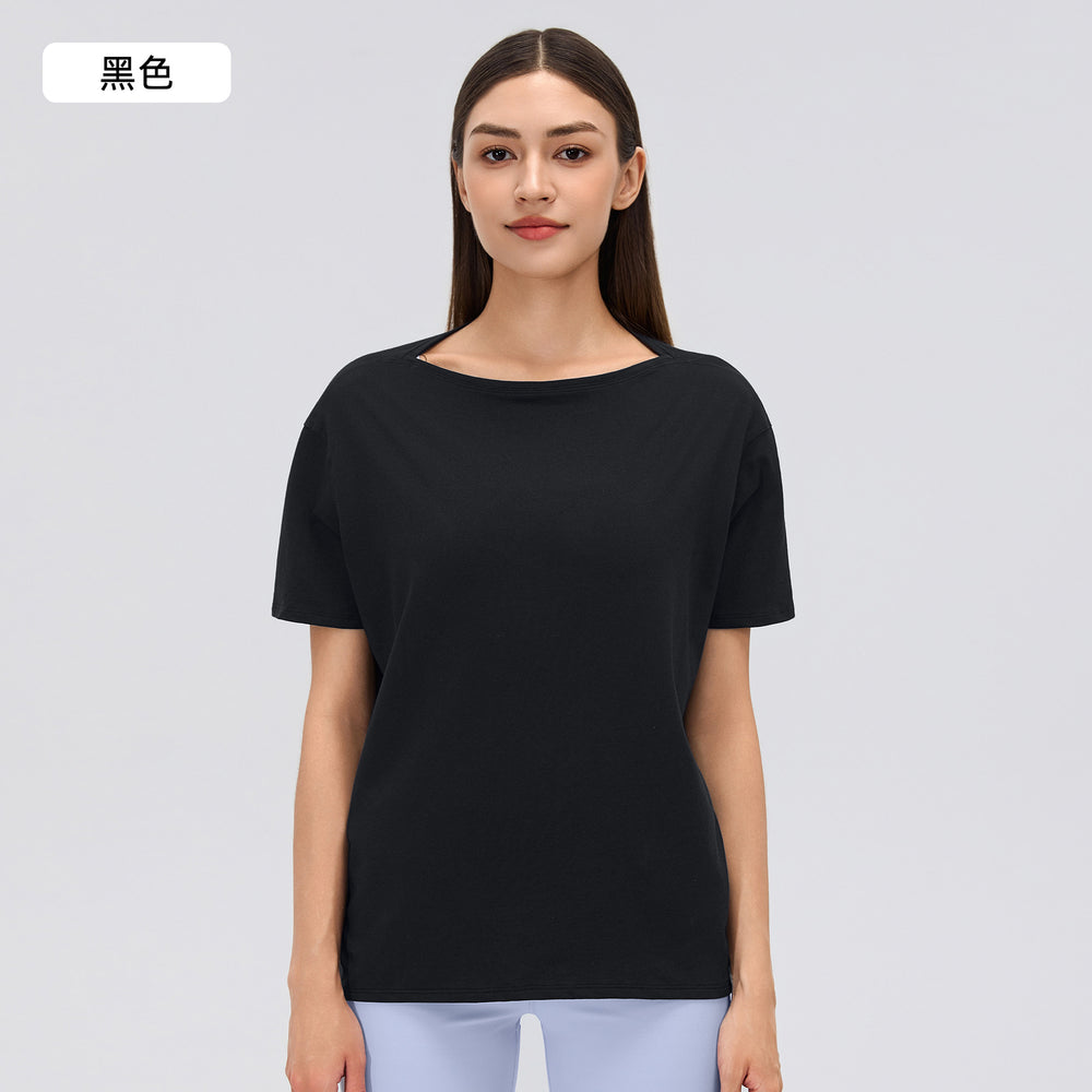 Women's yoga cover-up: lightweight, loose-fit short sleeve tee for summer - perfect for outdoor sports, casual wear, and versatile styling (d26082)