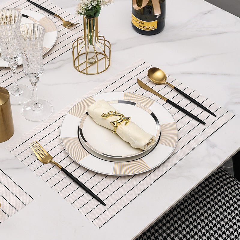 Nordic light luxury western dinnerware set - model room display, modern home dinner plates, minimalist western dinner plates, high-end plating