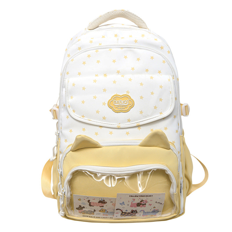 Summer cartoon print cat lightweight tote bag 2025 new fashionable and cute backpack for elementary school students