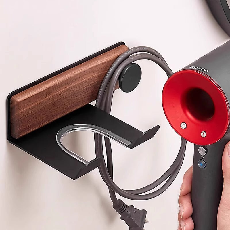 Walnut non-punching electric hair dryer bracket hair dryer wall hanger toilet toilet storage shelf storage artifact