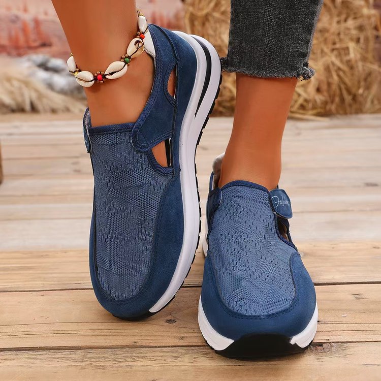 plus size  casualflats women's spring & fall new arrivalthick sole fly woven breathable velcro casual mesh shoes
