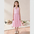 Girls' summer dress: new fashion halter neck sleeveless sweet bow striped european and american casual shirt dress