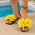 Wholesale women's plus size summer  new half-slippers: floral flat sandals, versatile one-strap slides for outdoor wear