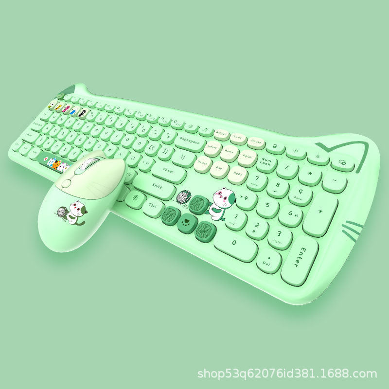 Mofii sky high paw patrol plus wireless 2.4g keyboard and mouse set - cute cartoon design in girly pink