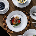 Minimalist pure white ceramic dinnerware set - ideal for restaurants, hotels, and home use. includes plates, rice bowls, soup bowls, and fruit/salad plating dishes