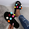 Plus size women's polka dot fuzzy slippers - autumn/winter 2024 warm home slippers - dropshipping available