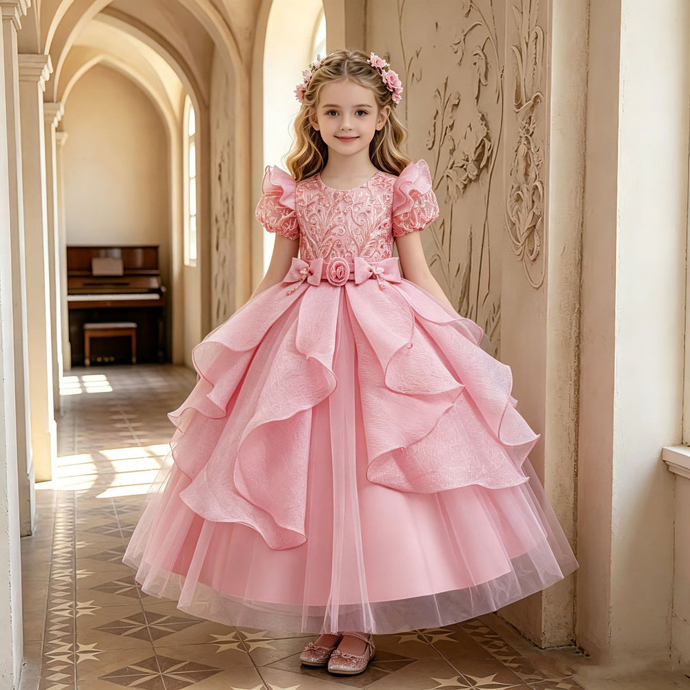 New arrival: flutter sleeve children's formal dress - floral princess gown for flower girls & party events