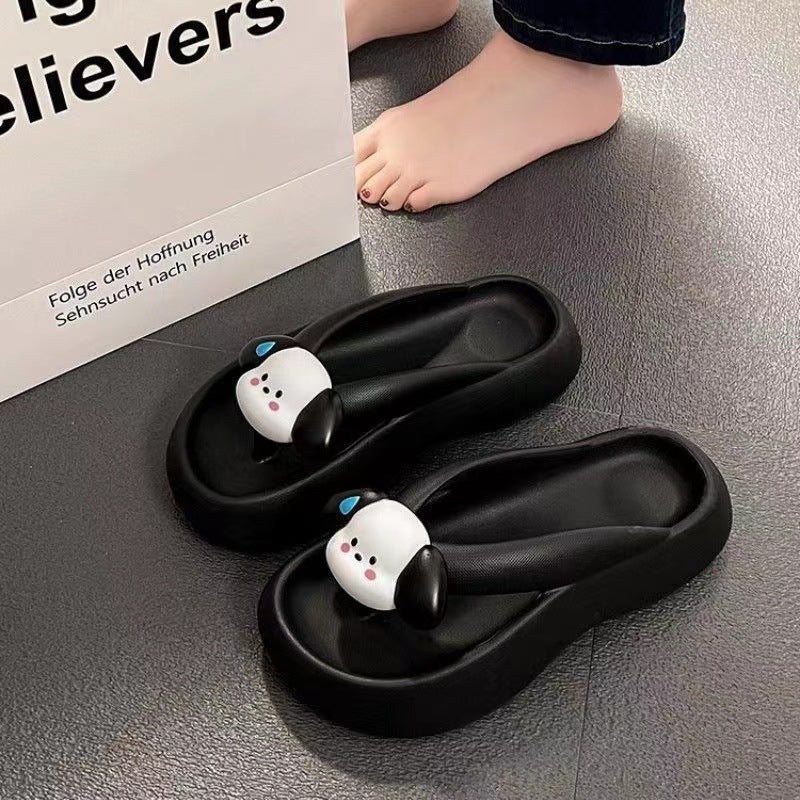 Thick sole flip flops cute slippers for women outwearsummer2023new arrivalpopular home stepping on shit feeling beach slippers wholesale