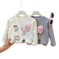 New girls' spring/autumn 3d cartoon casual sweatshirt - versatile korean style fashion top for baby girls - children's clothing