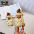 Vancahao kids' leather shoes -  autumn new collection - korean style girls' bow princess shoes - soft sole single shoes for students