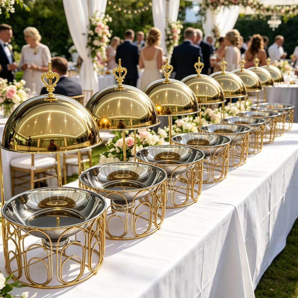 Diamond-shaped golden stainless steel buffet stove 8l hanging buffet stove for hotel restaurants
