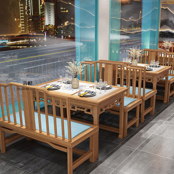 Solid wood new Chinese style Guochaofeng Hunan cuisine restaurant against the wall card seat sofa catering restaurant hot pot shop tea restaurant table and chair combination