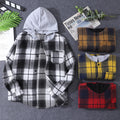 European and american style boys' plaid shirt - fashionable boys' casual warm shirt - korean style plaid hooded jacket shirt