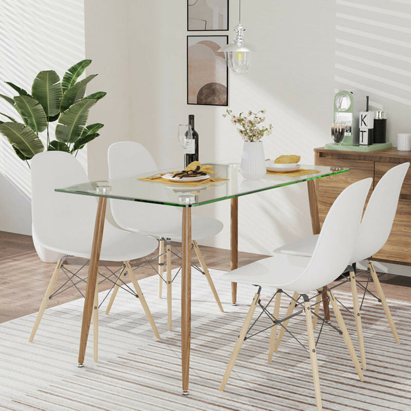 Glass dining table small apartment table for homecasual cream style rectangular tempered glass dining table