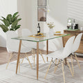 Glass dining table small apartment table for homecasual cream style rectangular tempered glass dining table